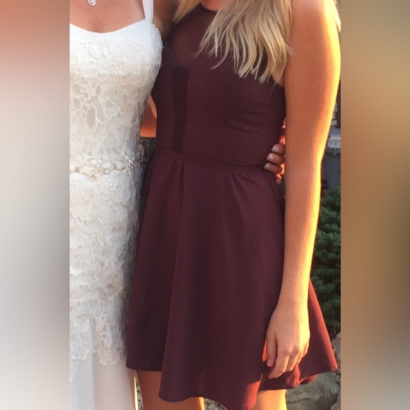 Dynamite deep burgundy purple fit and flare midi dress size XS - Picture 5 of 5